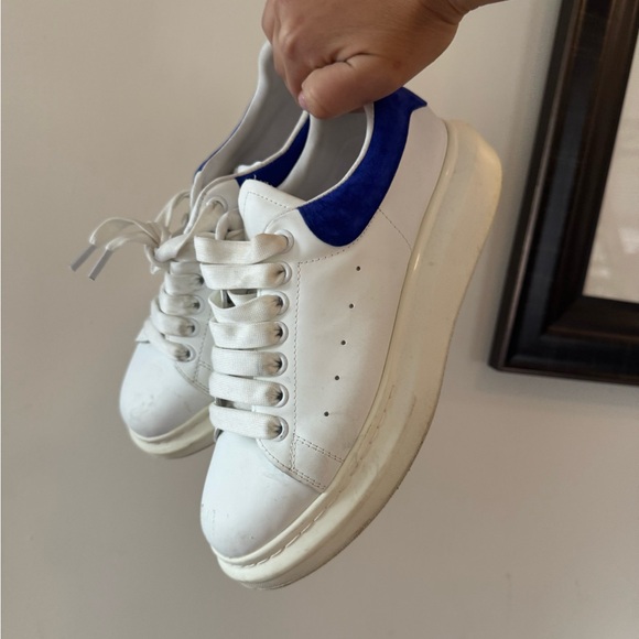 Alexander McQueen White and Blue Sneakers - Picture 1 of 5